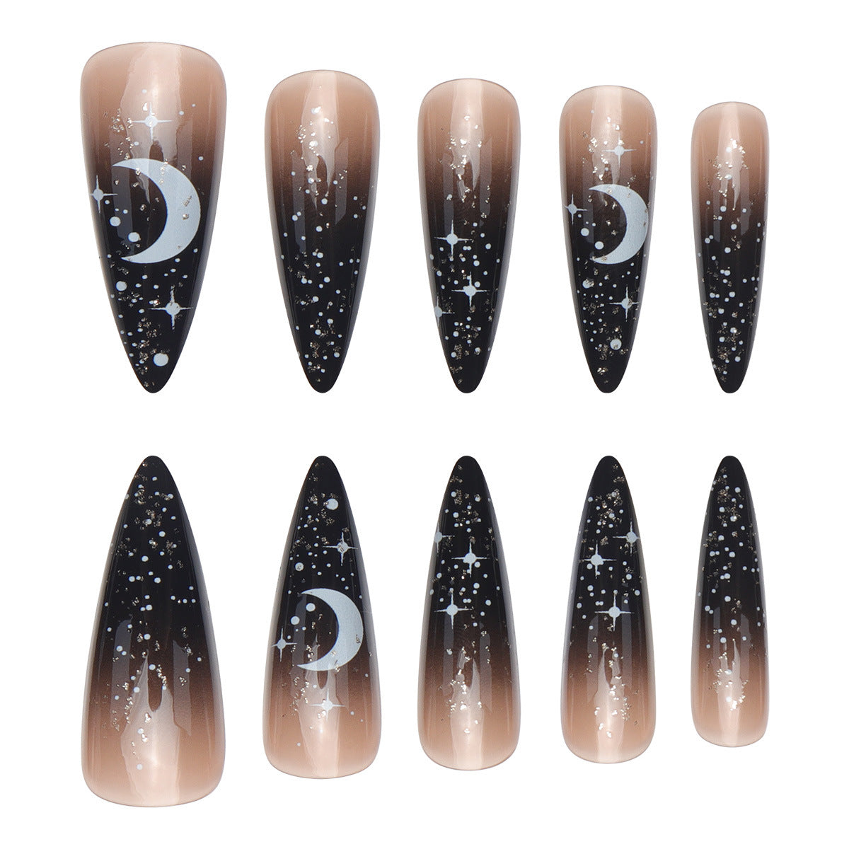 Faux ongles pointus et longs en forme de lune pour Halloween