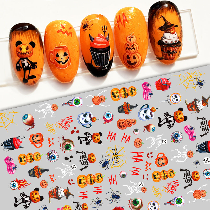 Autocollants pour ongles de Noël, Halloween, Grimace, Festival, Citrouille, Flocon de neige