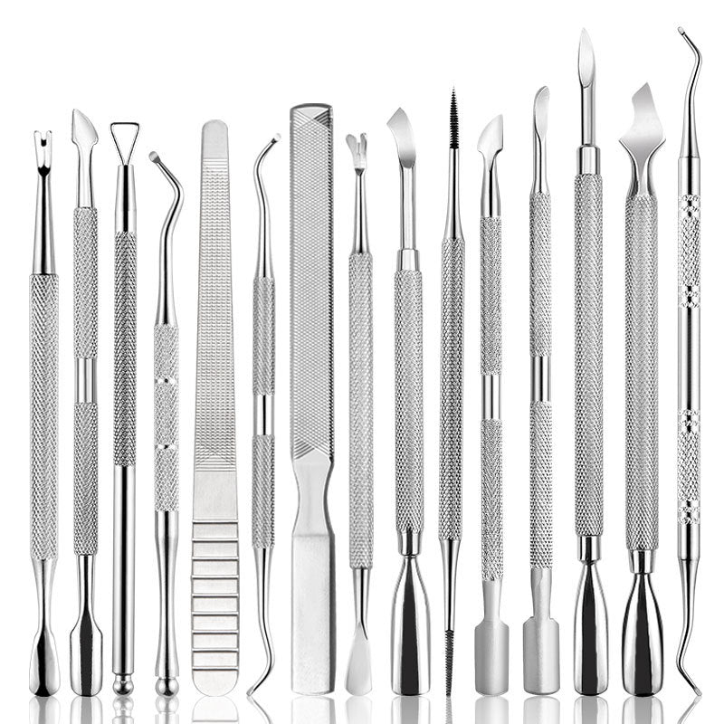 Ensemble d'outils pour ongles, limes, coupe-cuticules et peaux mortes en acier inoxydable