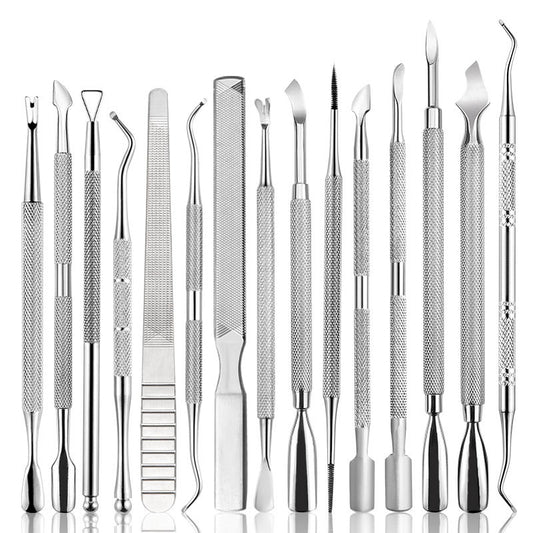 Ensemble d'outils pour ongles, limes, coupe-cuticules et peaux mortes en acier inoxydable