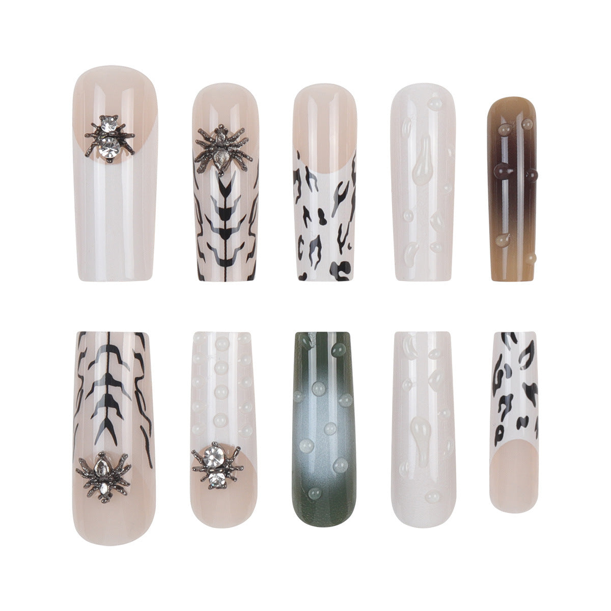 Spider Three-dimensional Wear French Manicure Long Nail Art