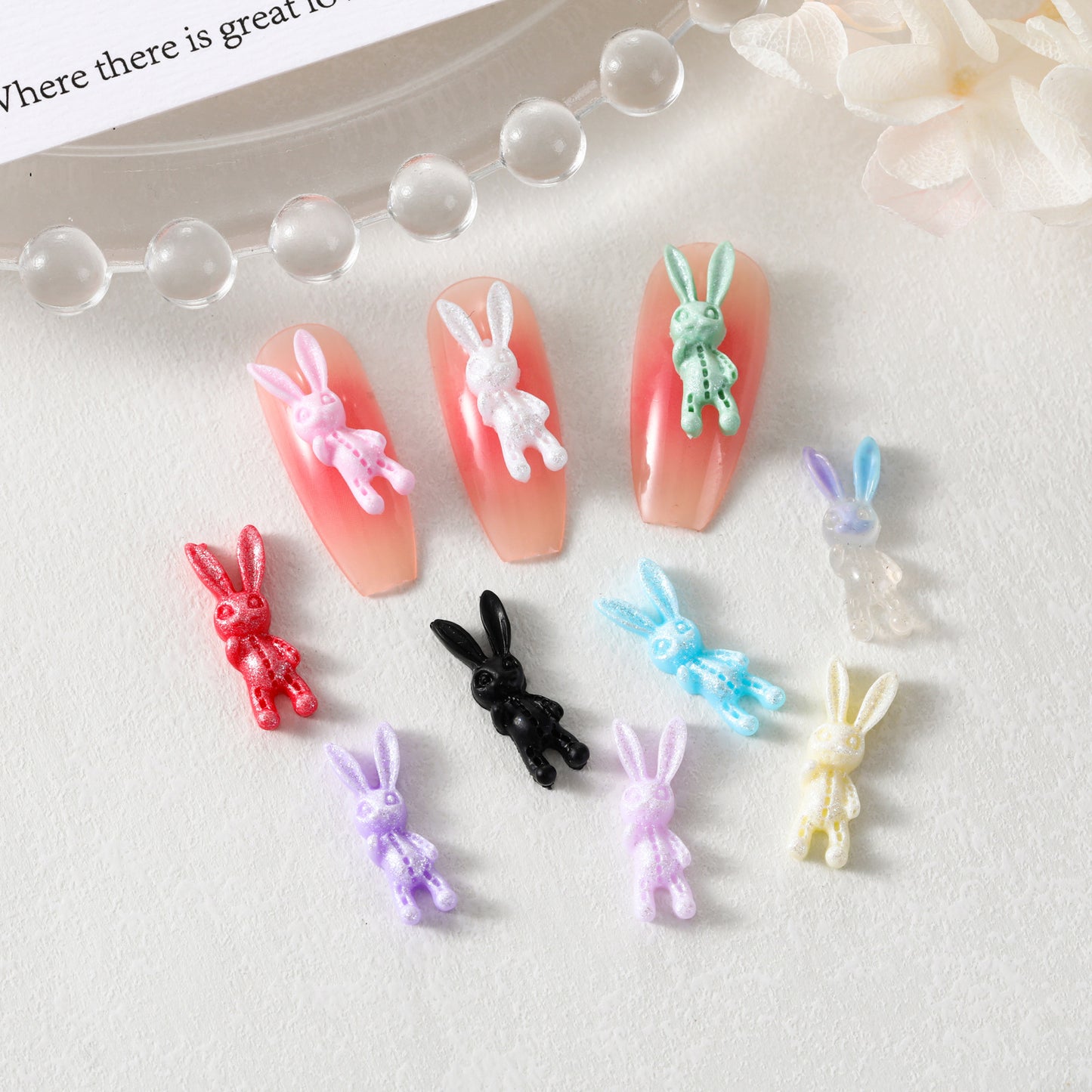 Luminous Skull Rabbit Ornament Cute Cartoon Nail Care Nail Art