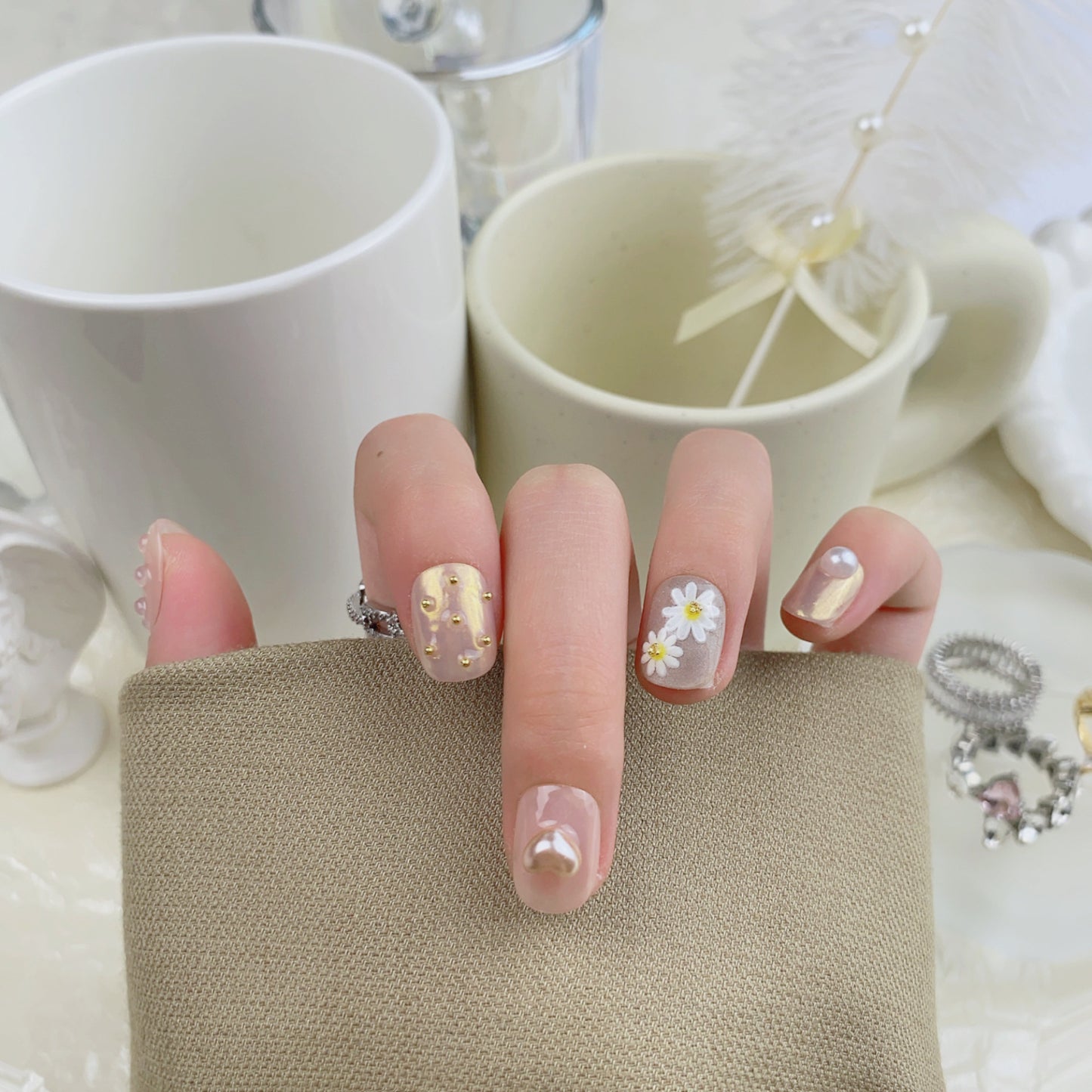 Flower Handmade Wear Summer White Little Nail Stickers