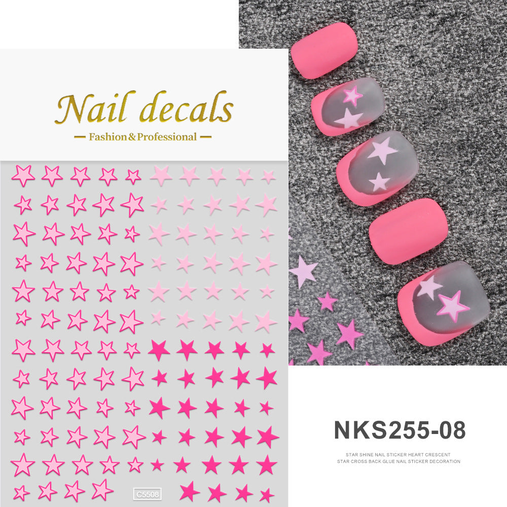 Navy Blue Stars Heart Four Kinds Nail Stickers