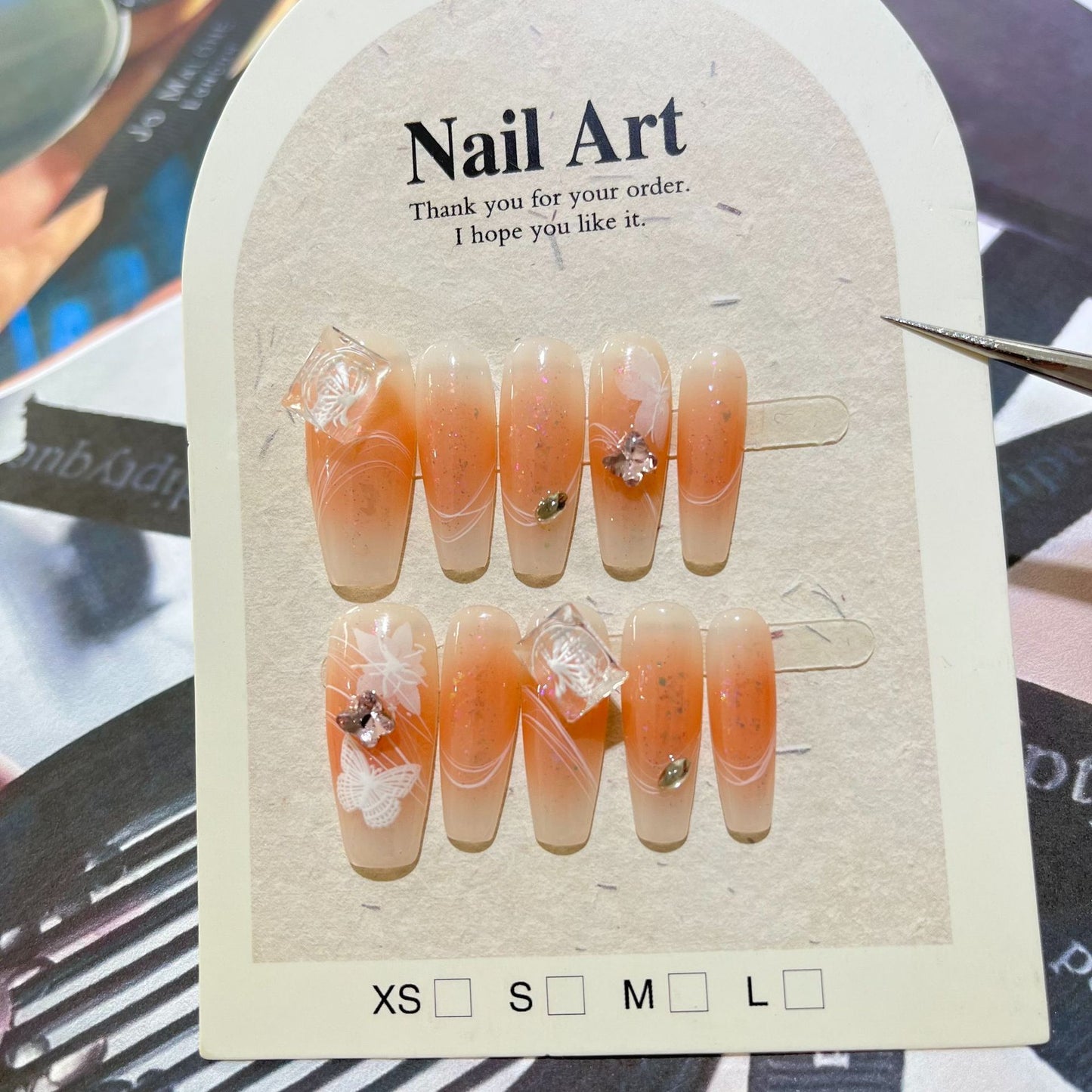 Papillon Chat Long Fini Beauté Amovible Nail Art