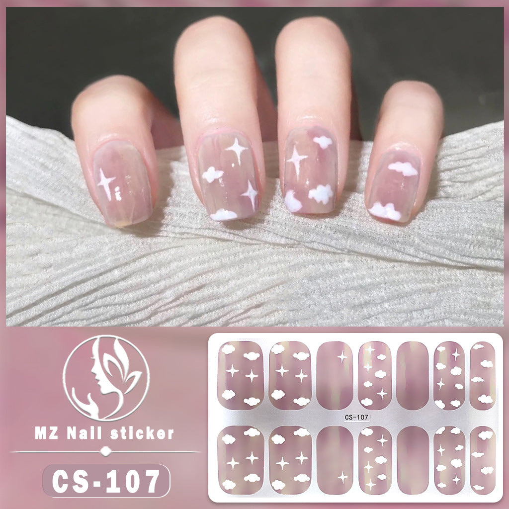 Autocollants pour ongles en gel imperméables avec motif floral à carreaux