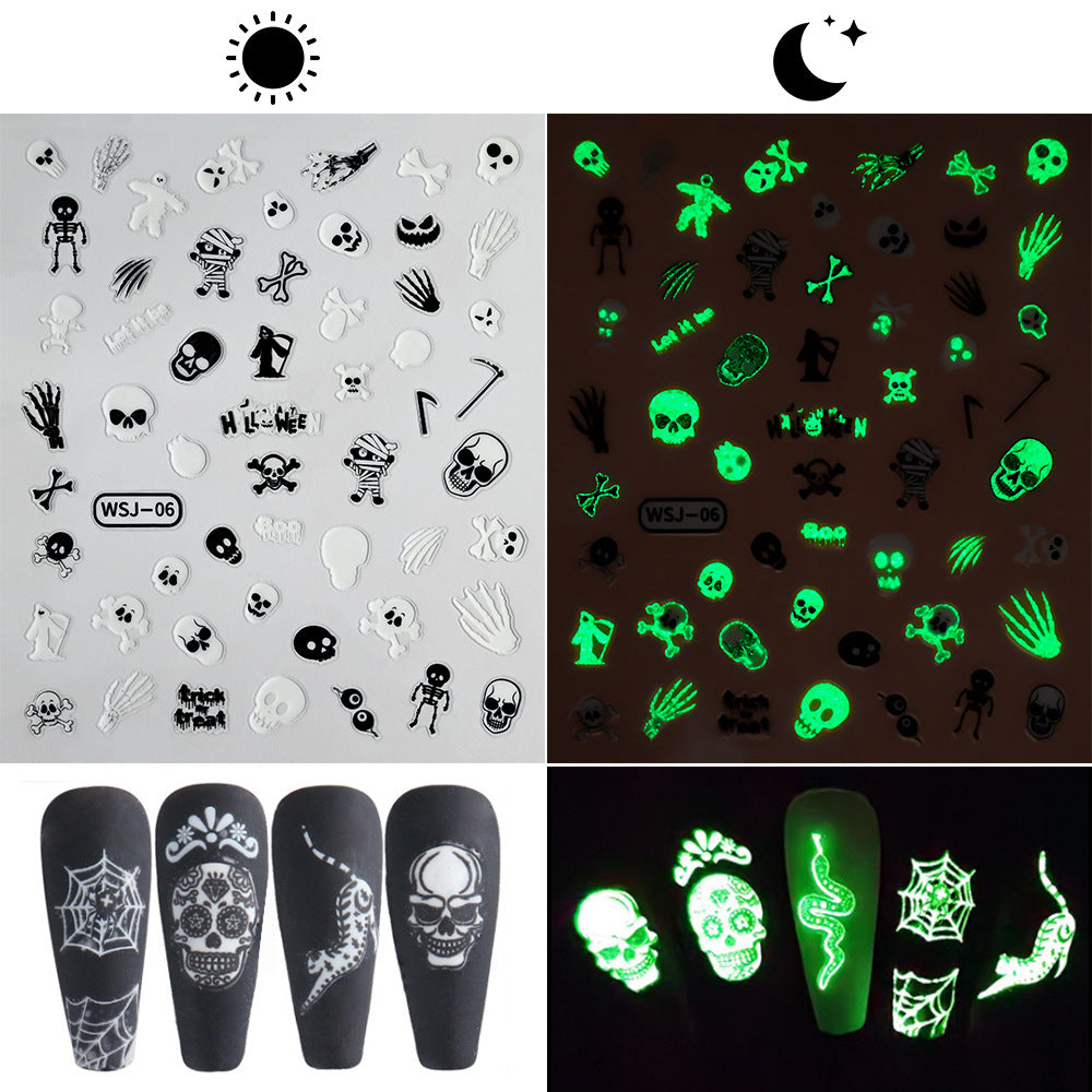 Luminous Bat Pumpkin Day Fingernail Decoration Nail Stickers