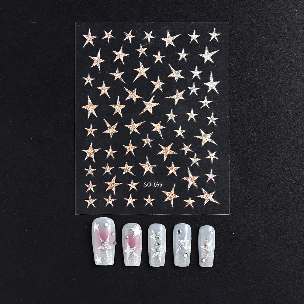 Simple Laser Purple Glitter Sier Bright Nail Stickers