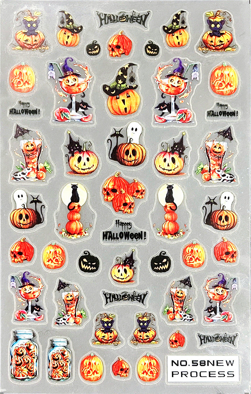 Live Broadcast Christmas Halloween Marine Maple Nail Stickers