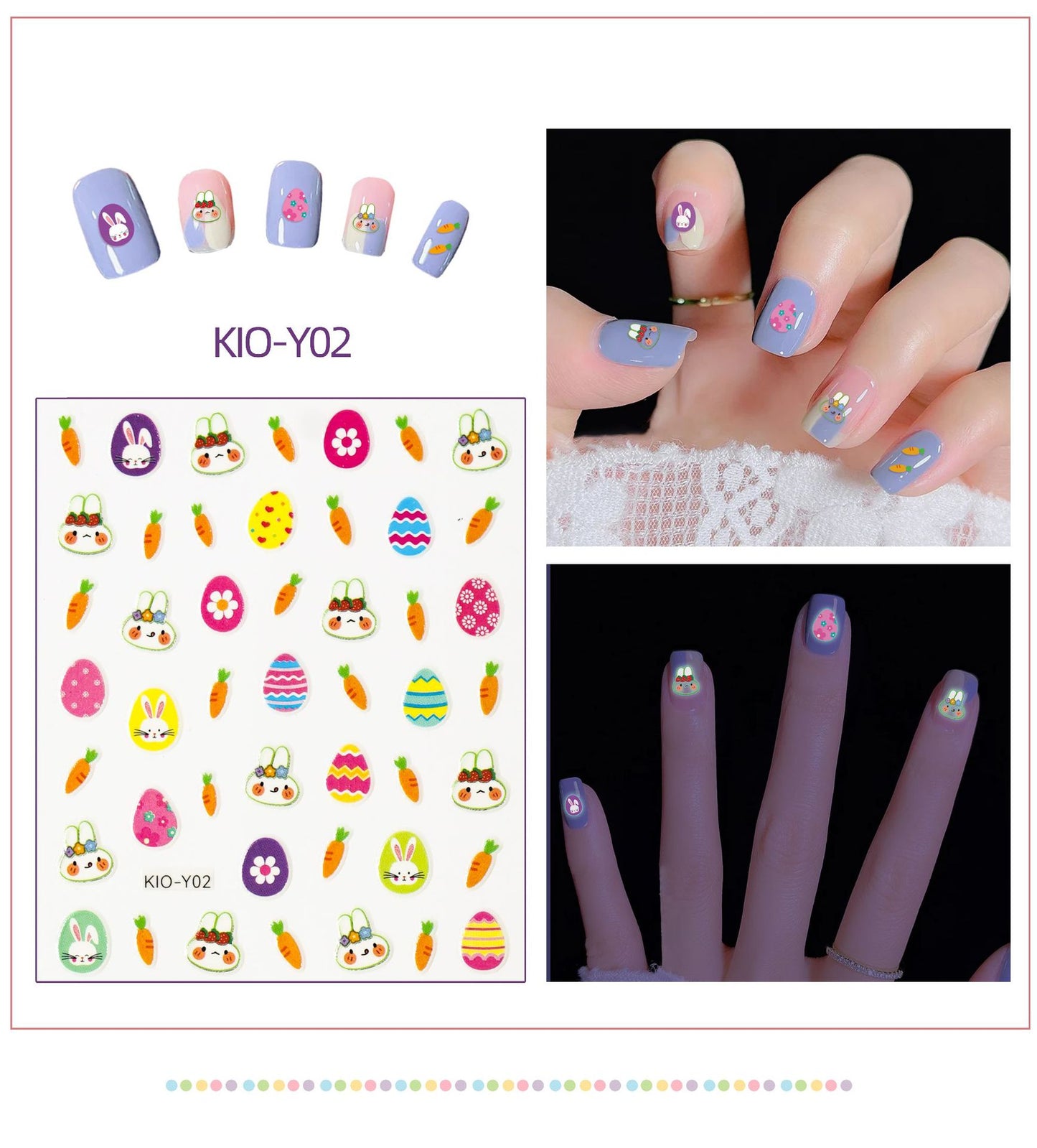 Luminous Strawberry Bear Cartoon Animal Dinosaur Glowing Nail Stickers