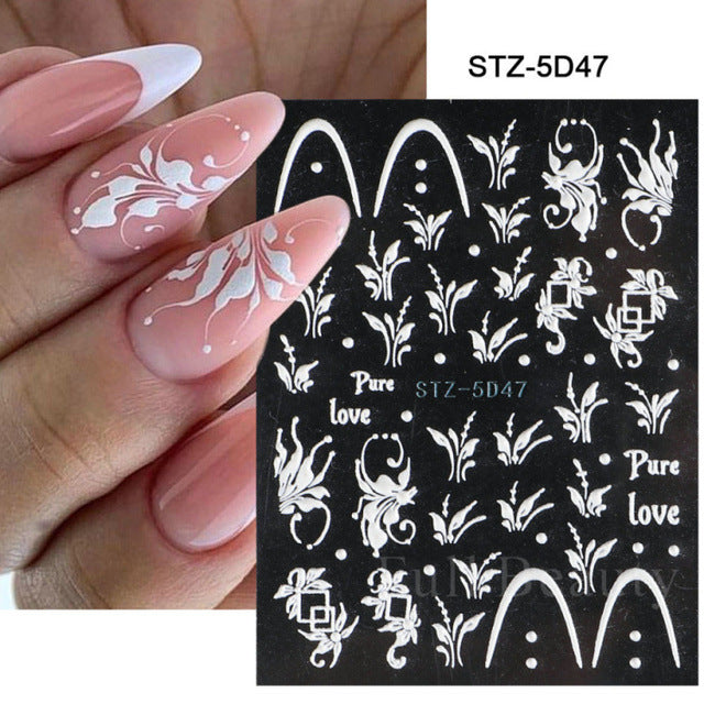 Pink Cherry Blossom Relief Stereo Nails Nail Care Nail Art