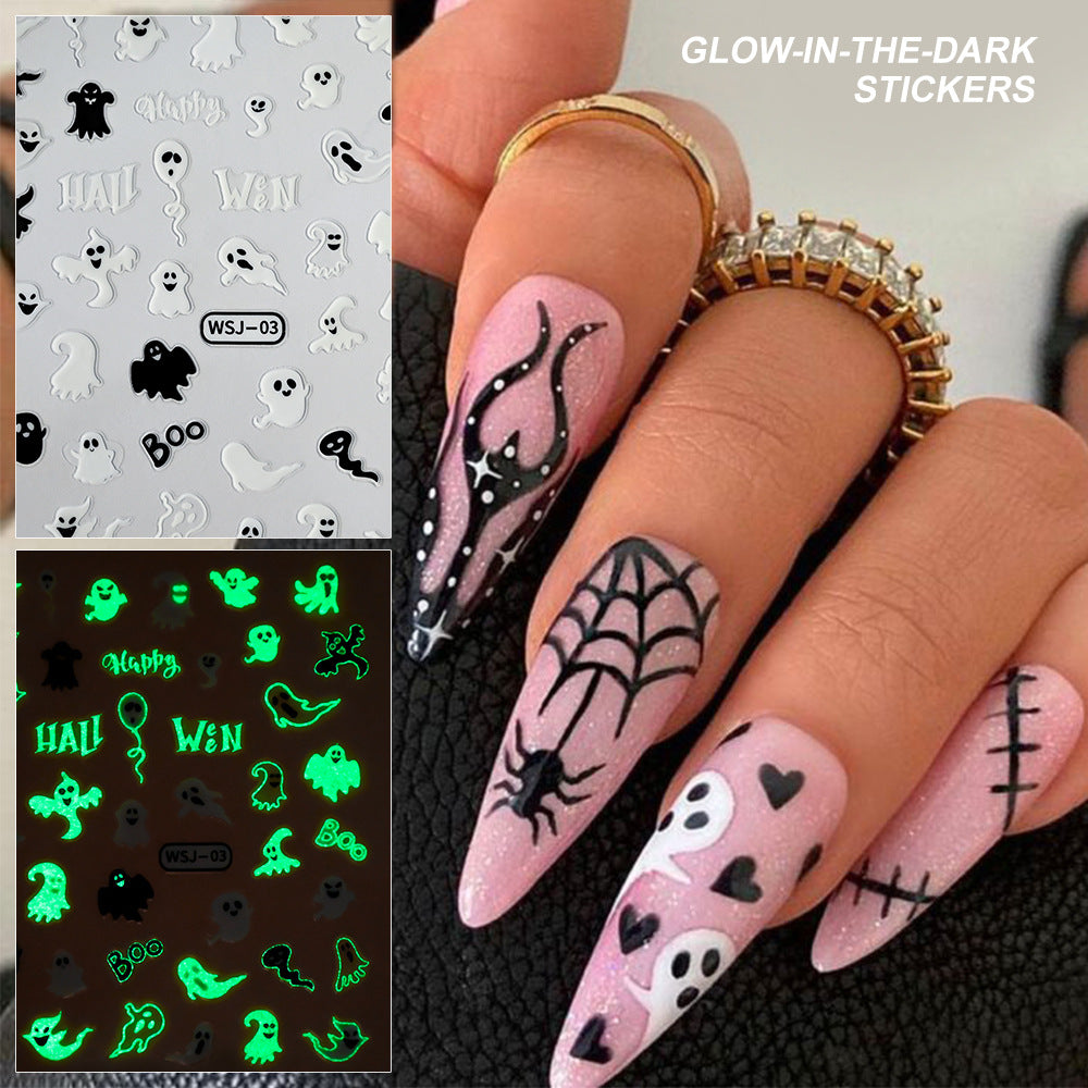 Luminous Bat Pumpkin Day Fingernail Decoration Nail Stickers