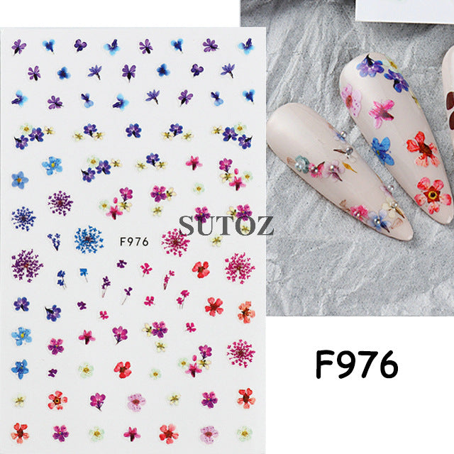 Fresh Rape Flower Snow Mowing Butterfly Nail Stickers