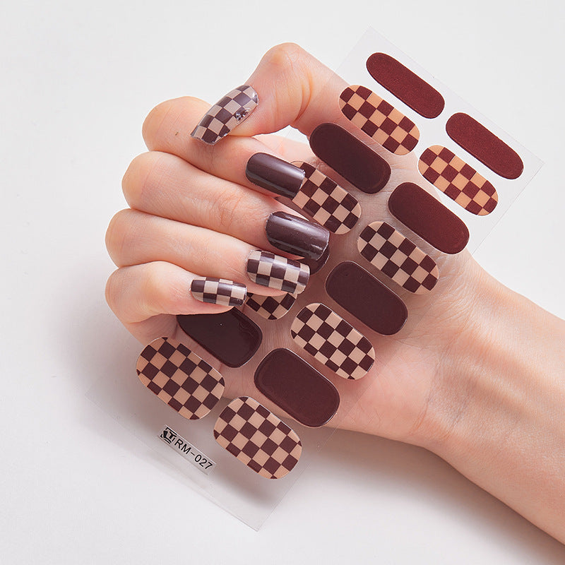 Metal Texture Full Chessboard Grid Heating Nail Stickers