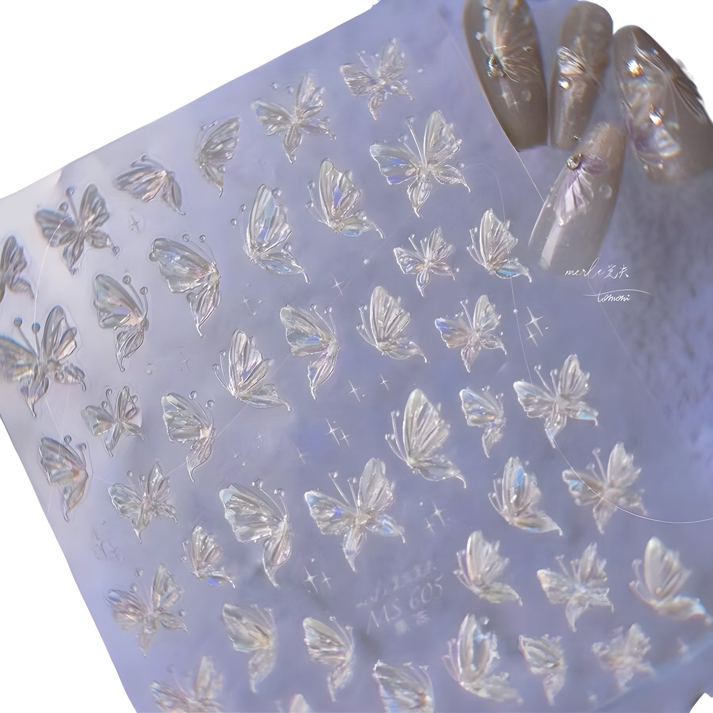 Light Fairy Clear Butterfly Paper Aurora Nail Stickers