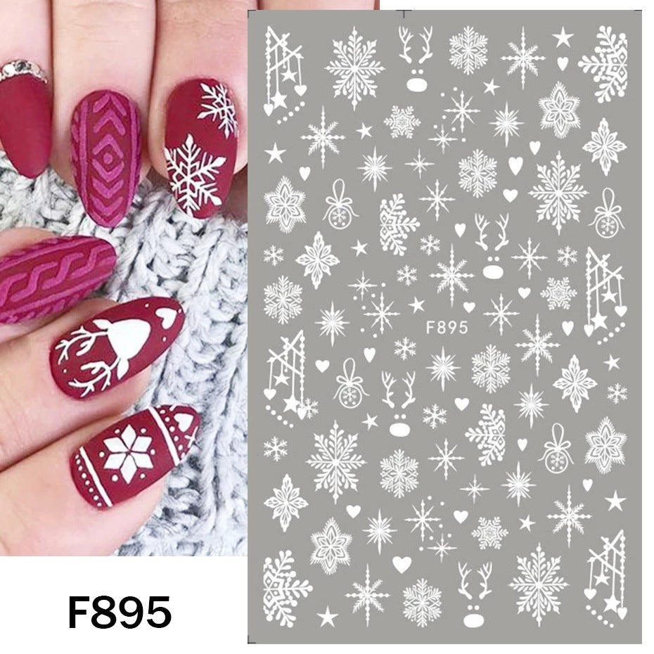 Christmas White Snowflake Winter Ballet Adhesive Nail Stickers