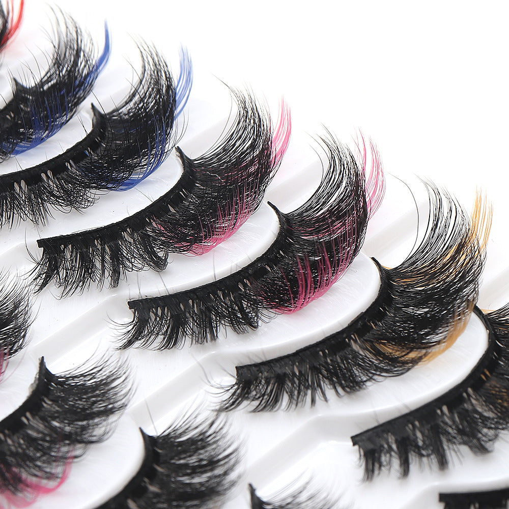 Pairs Of Colored Eyelashes Messy Thick False Lashes