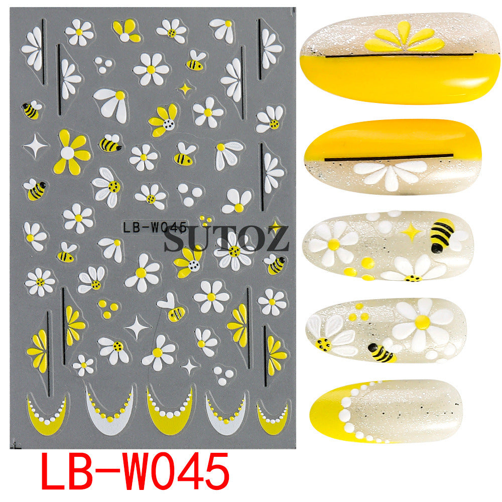 Fresh Style Little Daisy Butterfly Thin Tough Nail Stickers