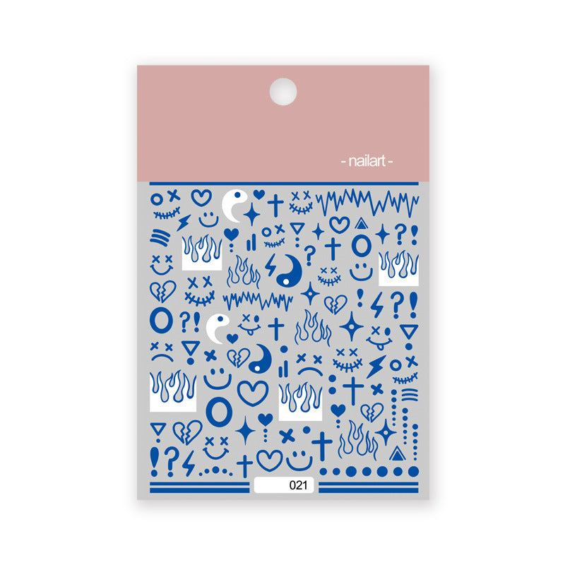 Bunny Shaped Small Flower Puppy Klein Blue Nail Stickers