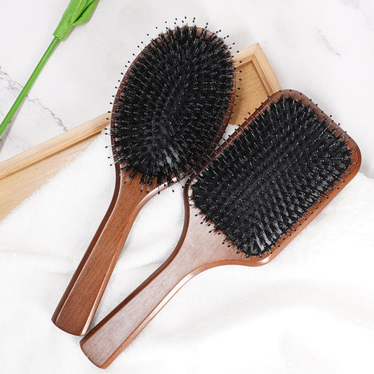 Wood Bristle Nylon Massage Cushion Straight Hair Brushes & Combs