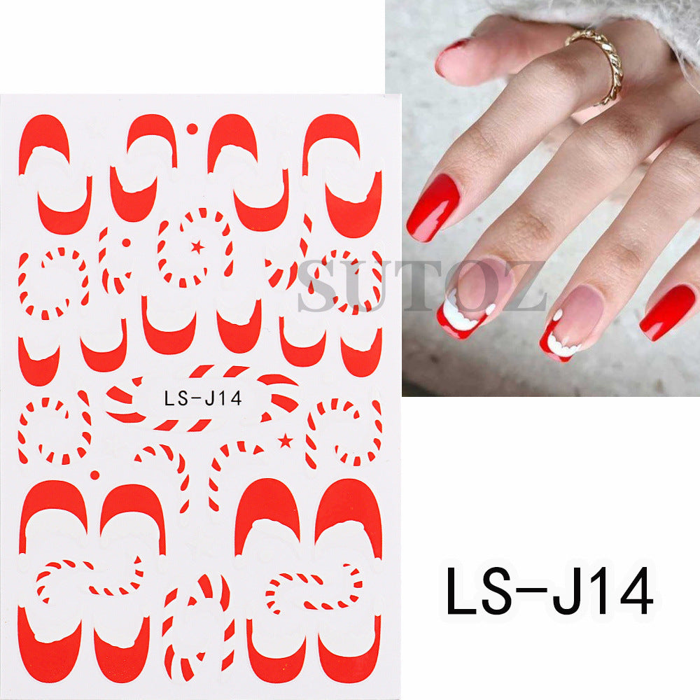 Manicure Cartoon Christmas Tree Gloves Bell Nail Stickers