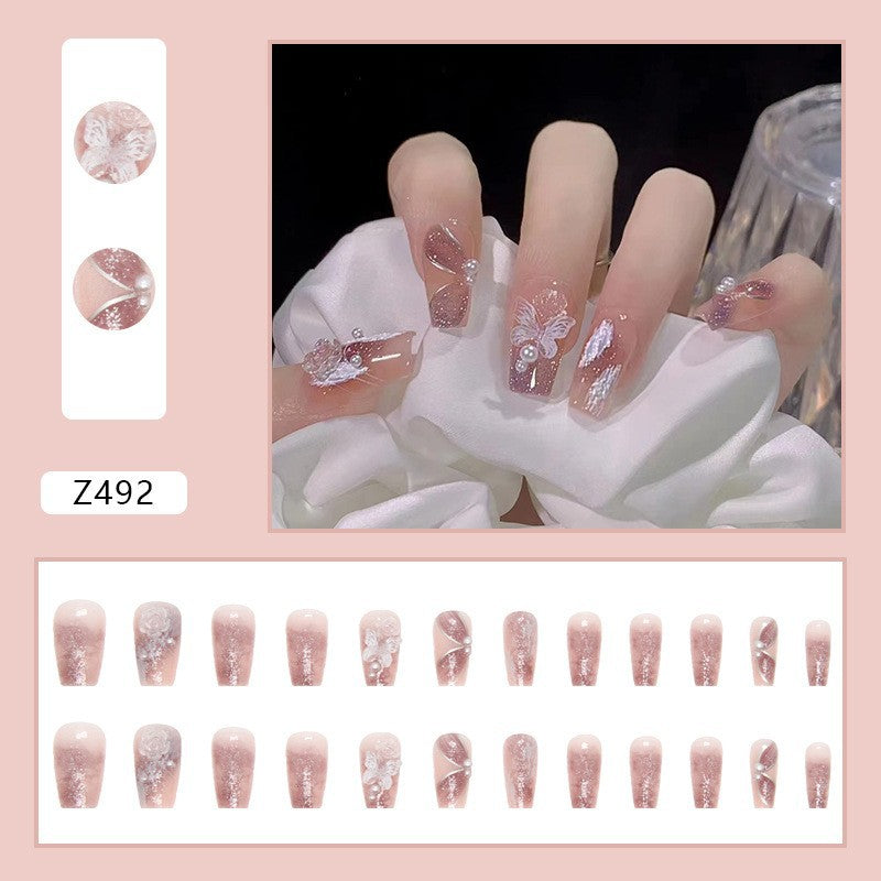 High-grade Short Fake Patch White French Nail Art