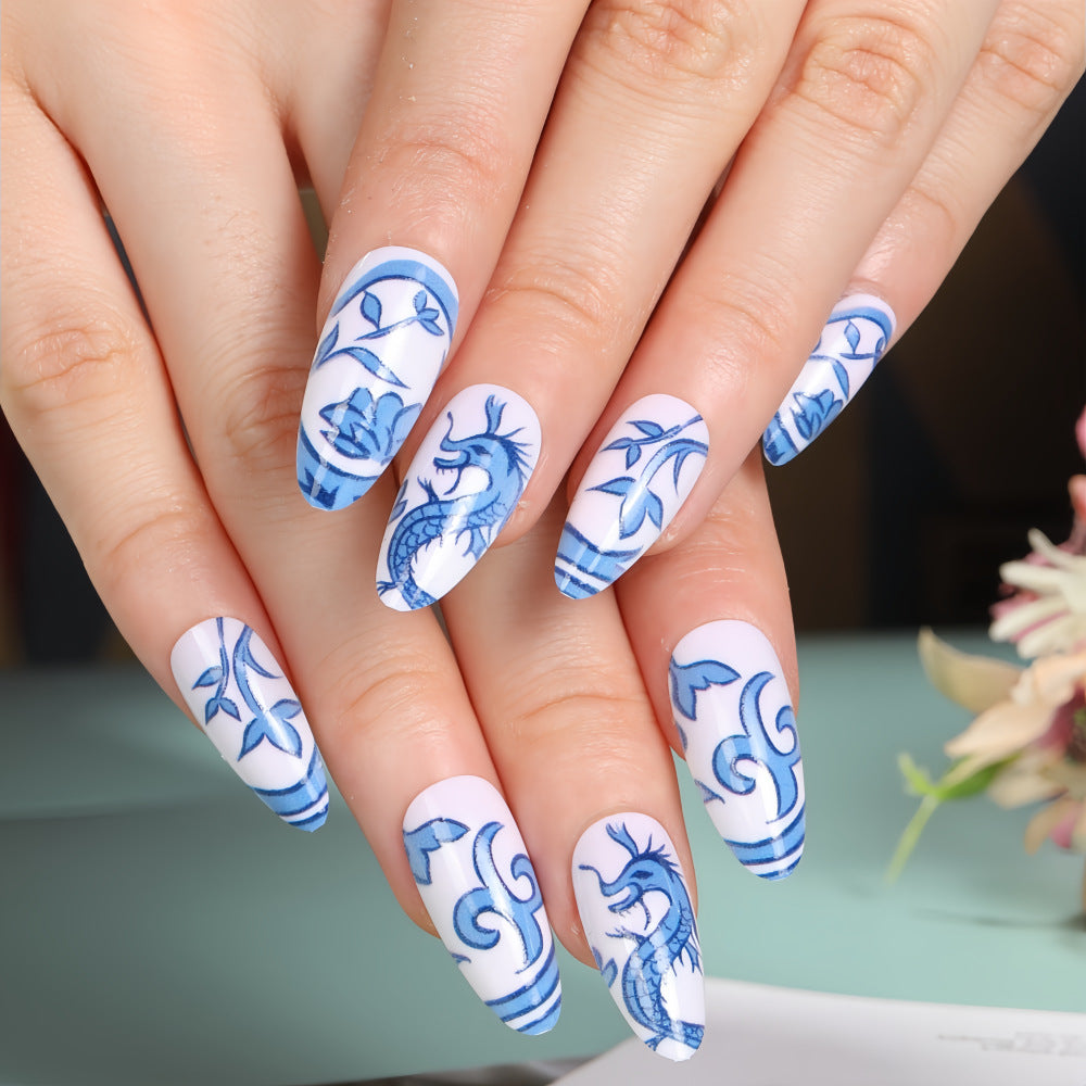 Série de nail art en os de bon augure avec armure de style chinois