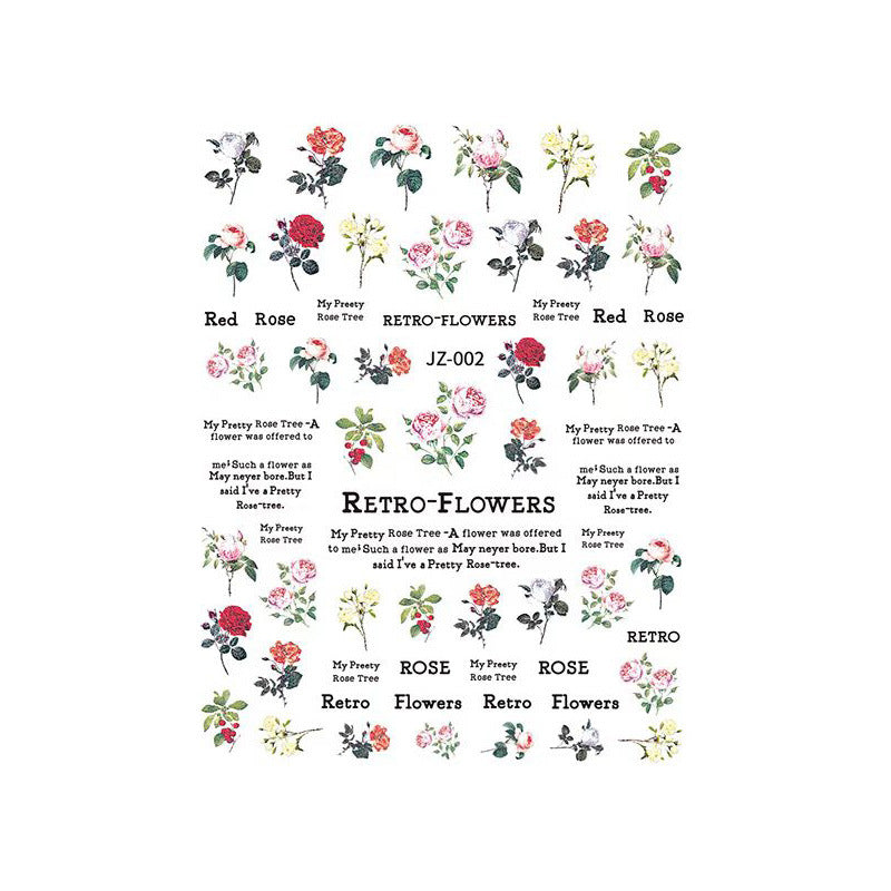 Rose Manicure Dried Flower Dark Small Nail Stickers