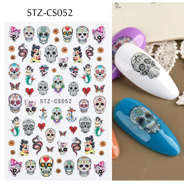 Halloween Pumpkin Love Heart Spider Web Nail Stickers