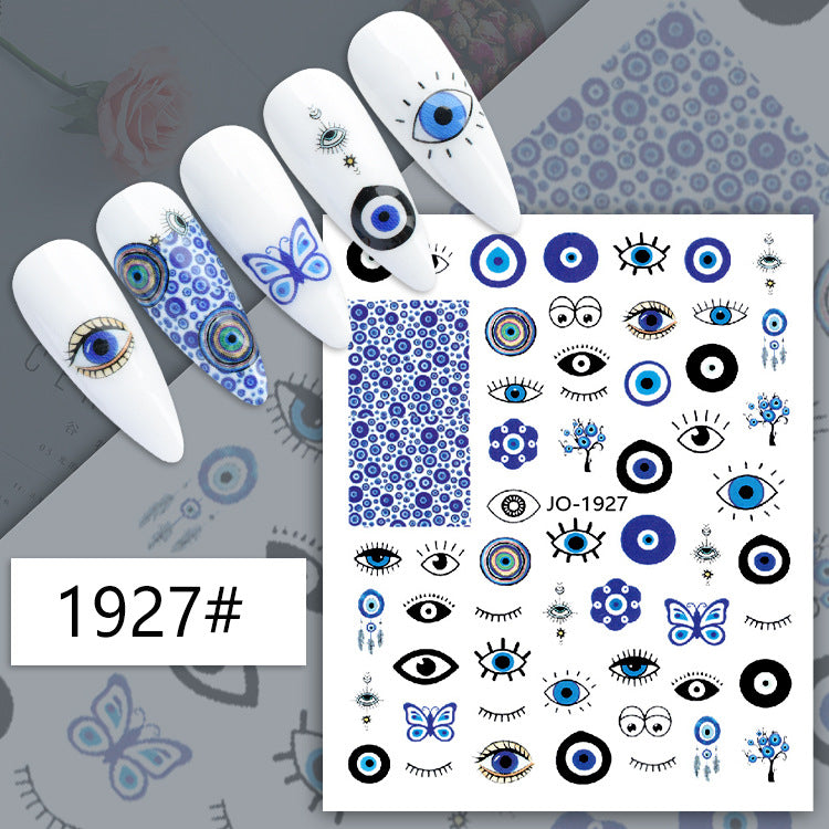 New Beautiful Fashion Demon Blue Color Nail Stickers