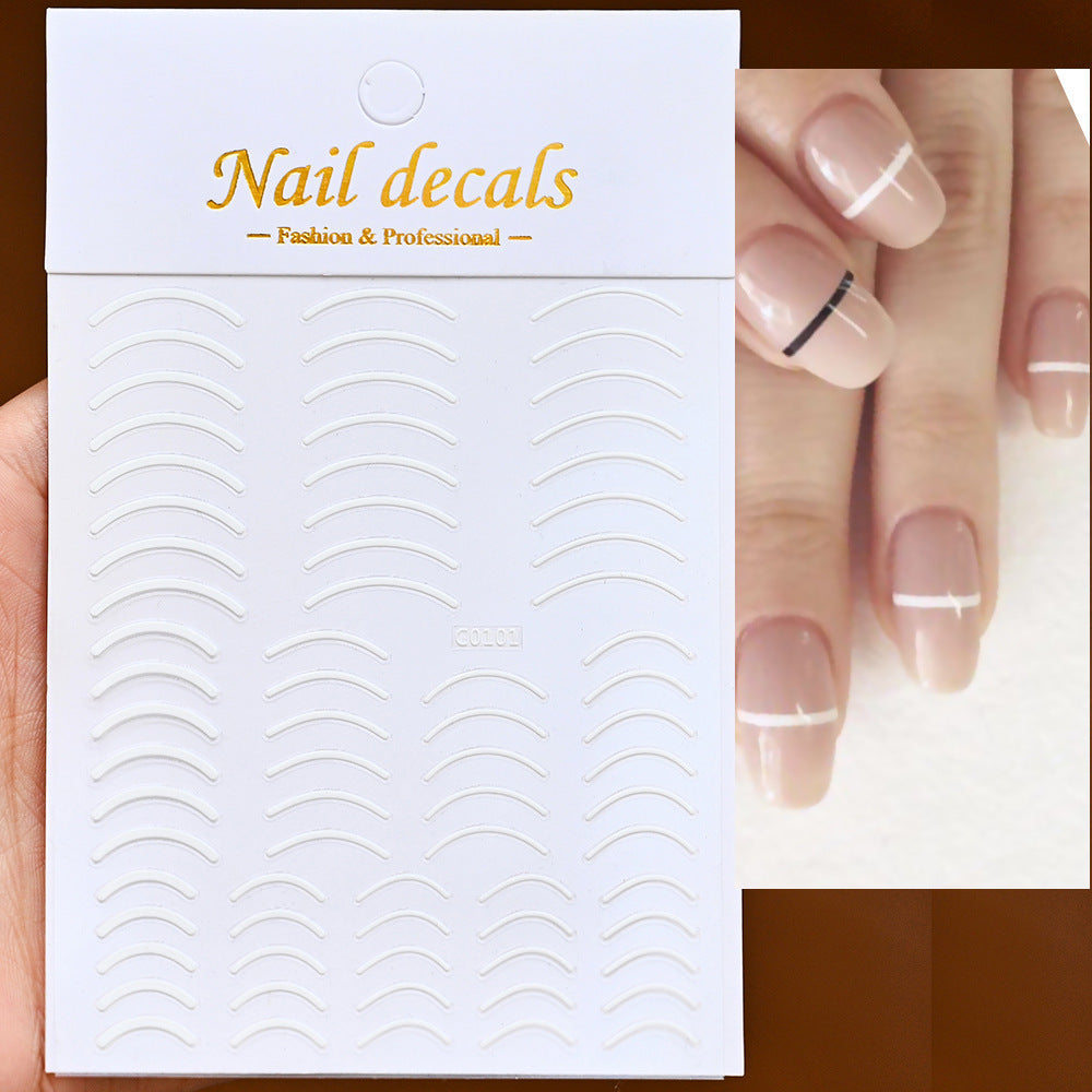 Lines Gold Sier Color Simple Style Adhesive Nail Stickers