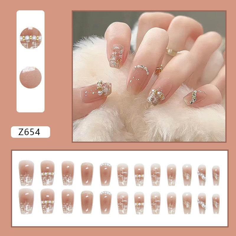 High-grade Short Fake Patch White French Nail Art