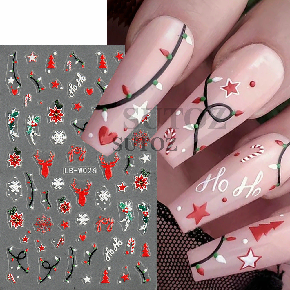 Snowflake Cedar Decorative Garland Micro Carved Nail Stickers