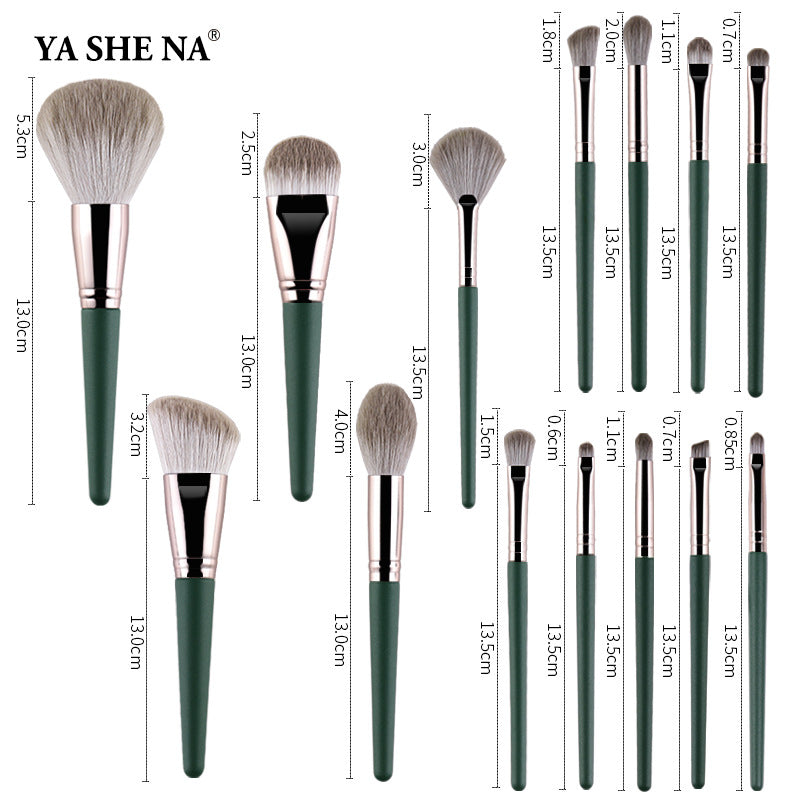 Green Cloud Brush Suit Soft Wooden Handle Beauty Makeup Brushes Accessories