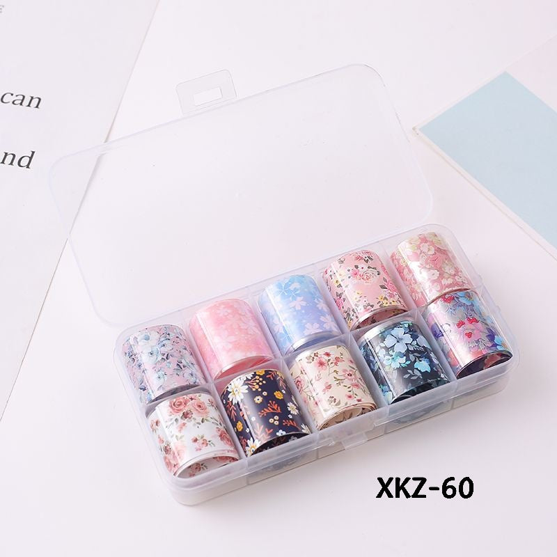 Flower Starry Sky Paper Color Boxed Lace Transfer Printing Nail Care Nail Art