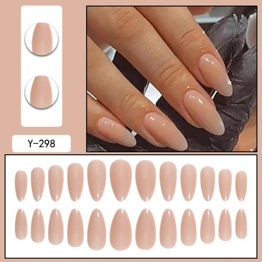 Almond-shaped Wear Tip Solid Color White Nail Art