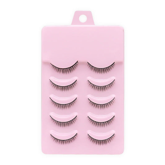 Artificial Plain Natural Five Double Pairs False Lashes