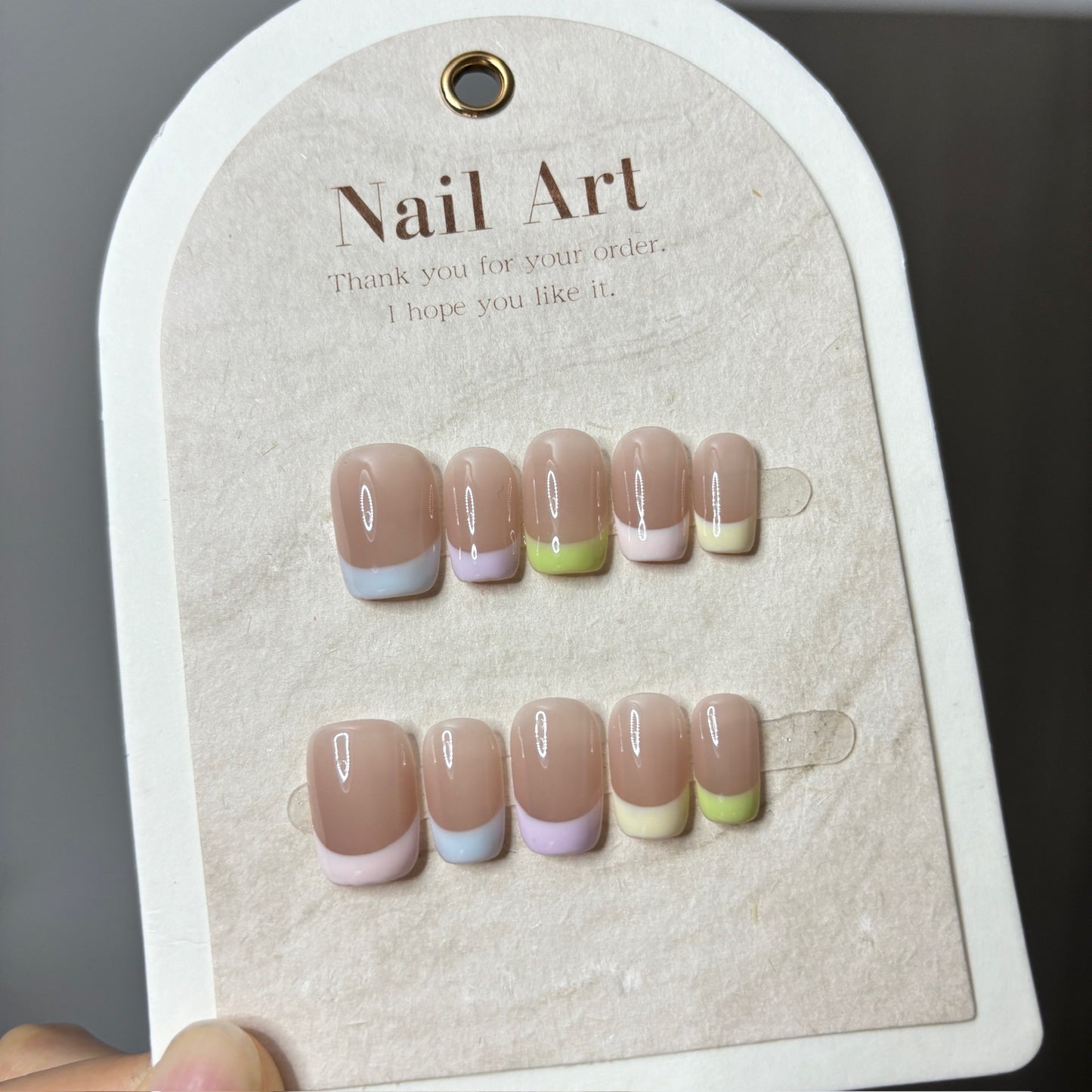 Dopamine French Edge Macaron Removable Tips Nail Stickers