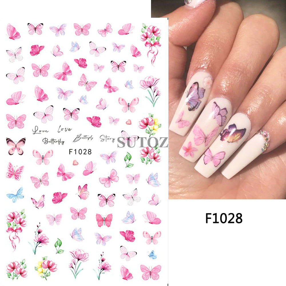 Fresh Rape Flower Snow Mowing Butterfly Nail Stickers