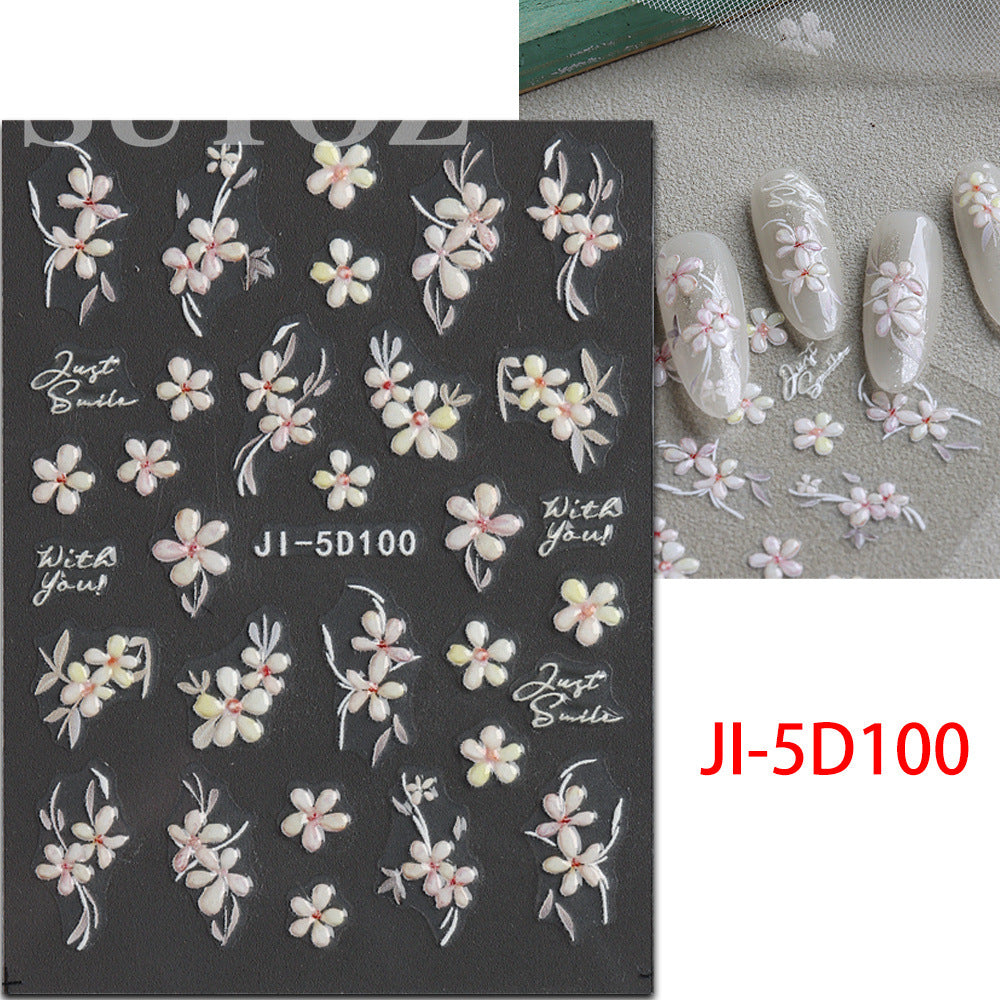 Fresh Cherry Blossom Flowers Stereo Nails Nail Stickers