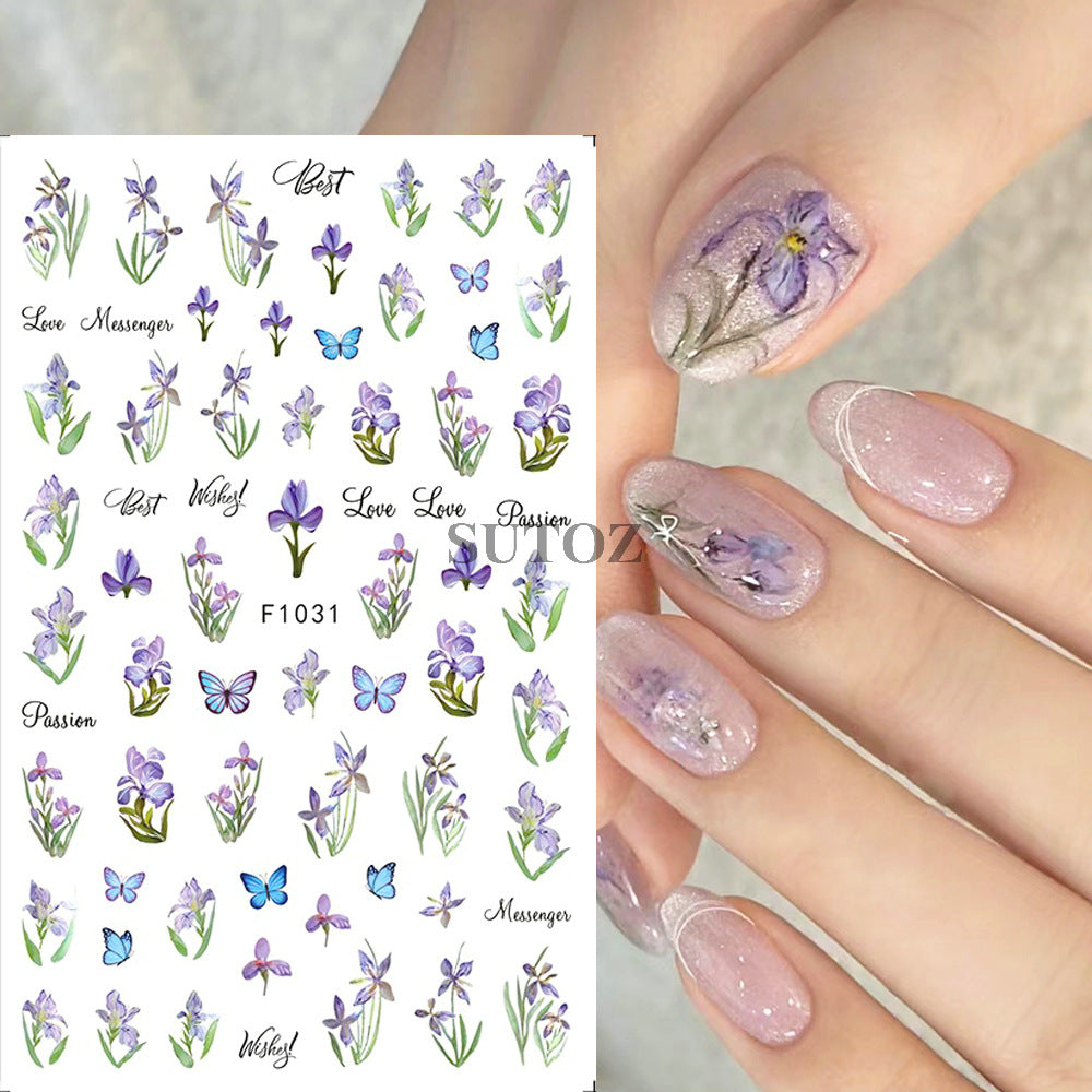 Fresh Rape Flower Snow Mowing Butterfly Nail Stickers