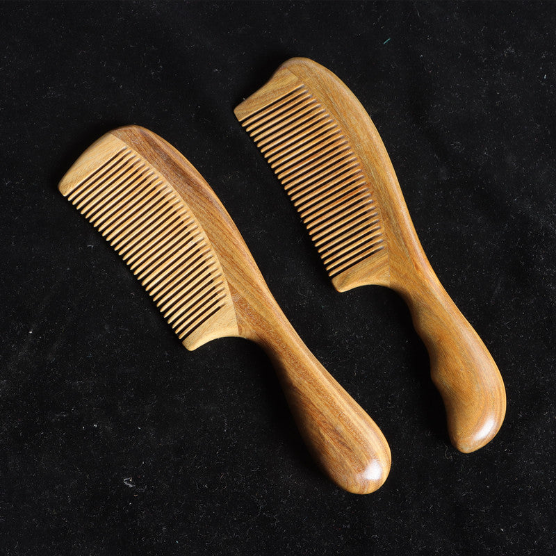 Brosses et peignes à cheveux ronds en bois de type grand naturel avec manche et dents fines