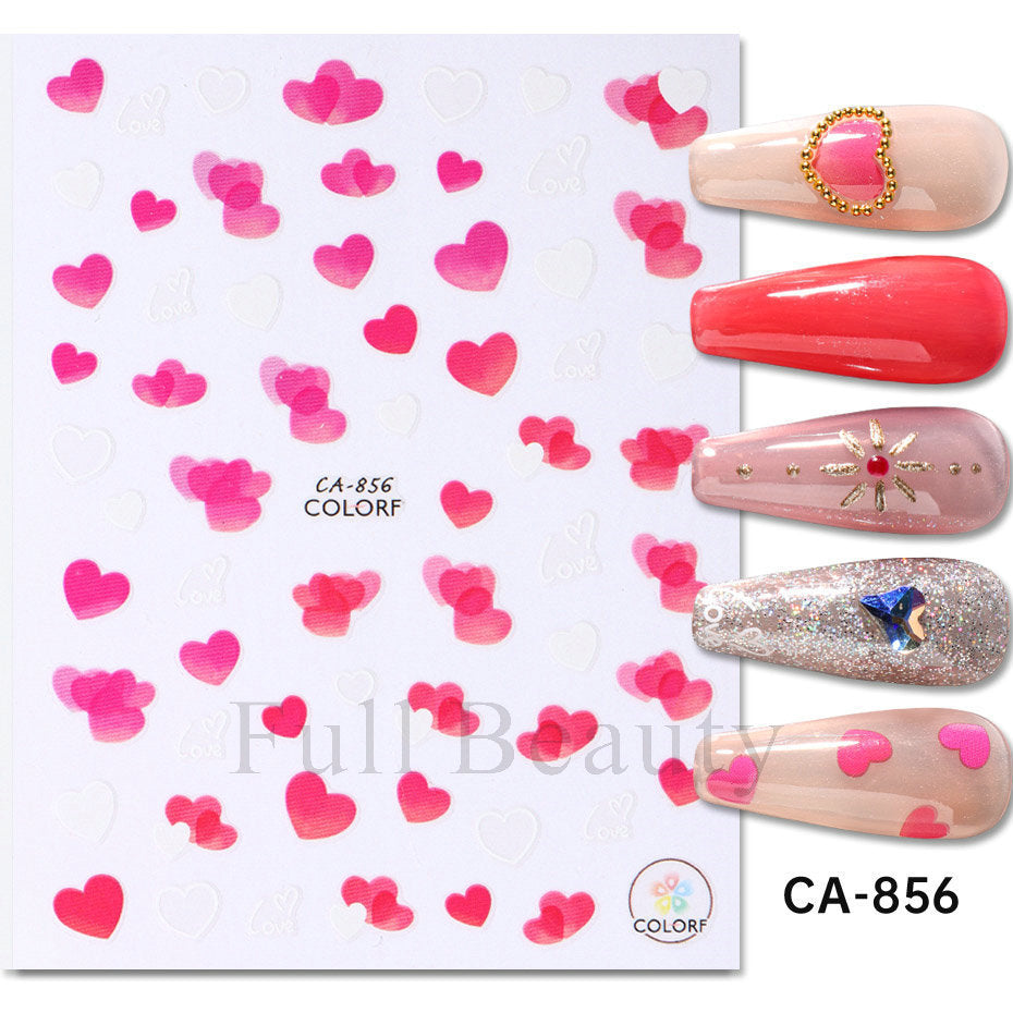 Autocollants pour ongles avec lettres d'amour et nœud rose pour la Saint-Valentin