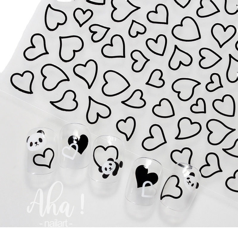 French Paper Hollow Heart With Adhesive Nail Stickers