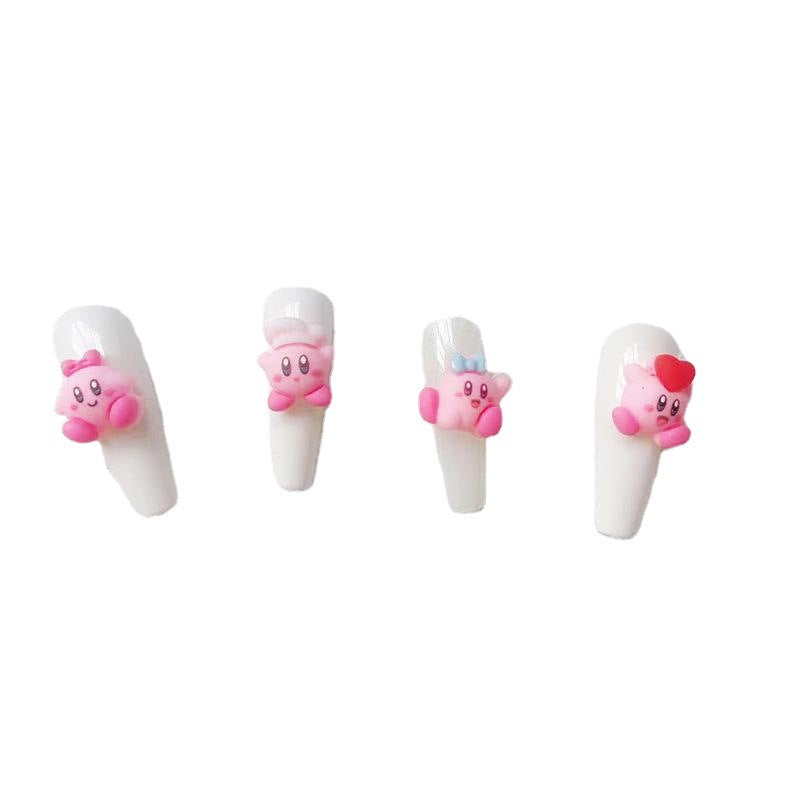 Cartoons Animation Cute Kirby Doll Ornament Resin Nail Care Nail Art