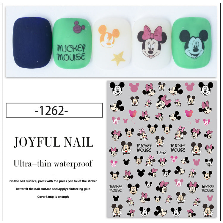 Autocollants pour ongles à motif de souris adhésive Mickey de dessin animé mignon