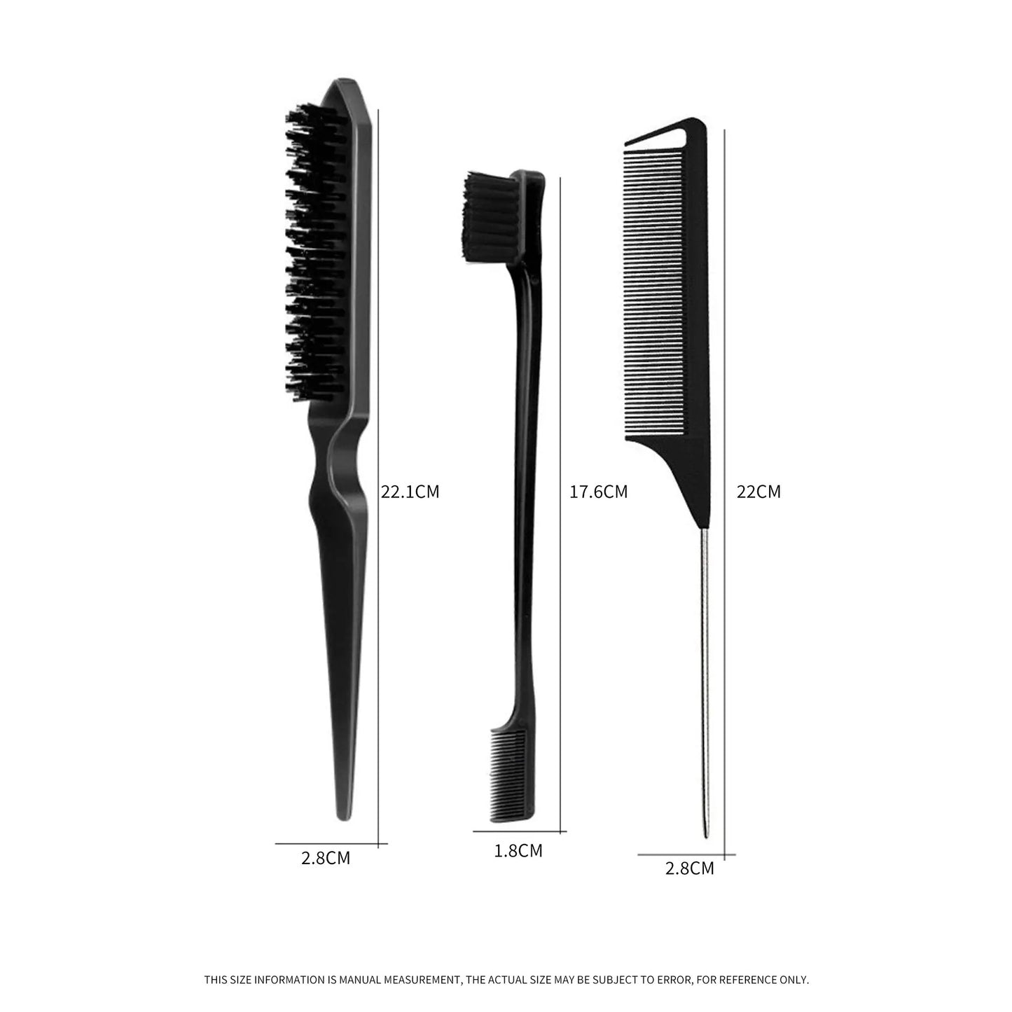 Brosse à sourcils Style Edge Control Partition Brosses et peignes à cheveux à queue pointue