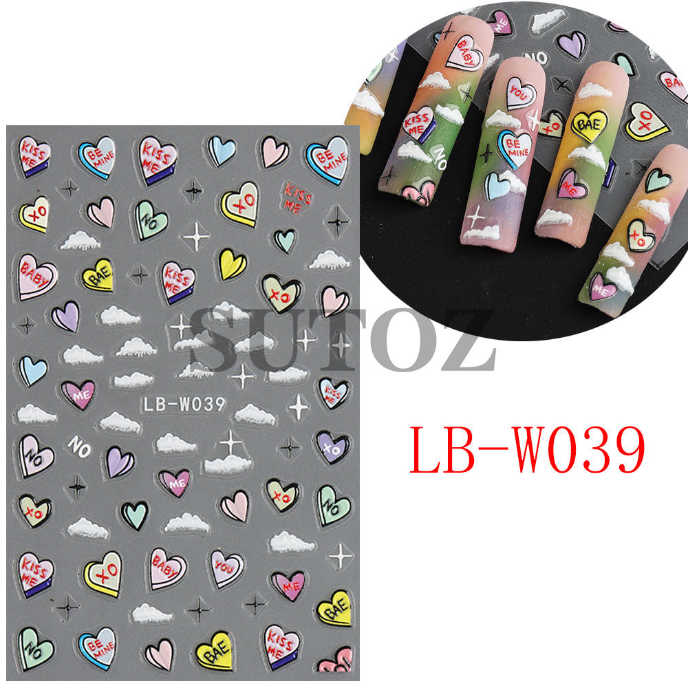 Day French Pure Desire Bow Love Nail Stickers