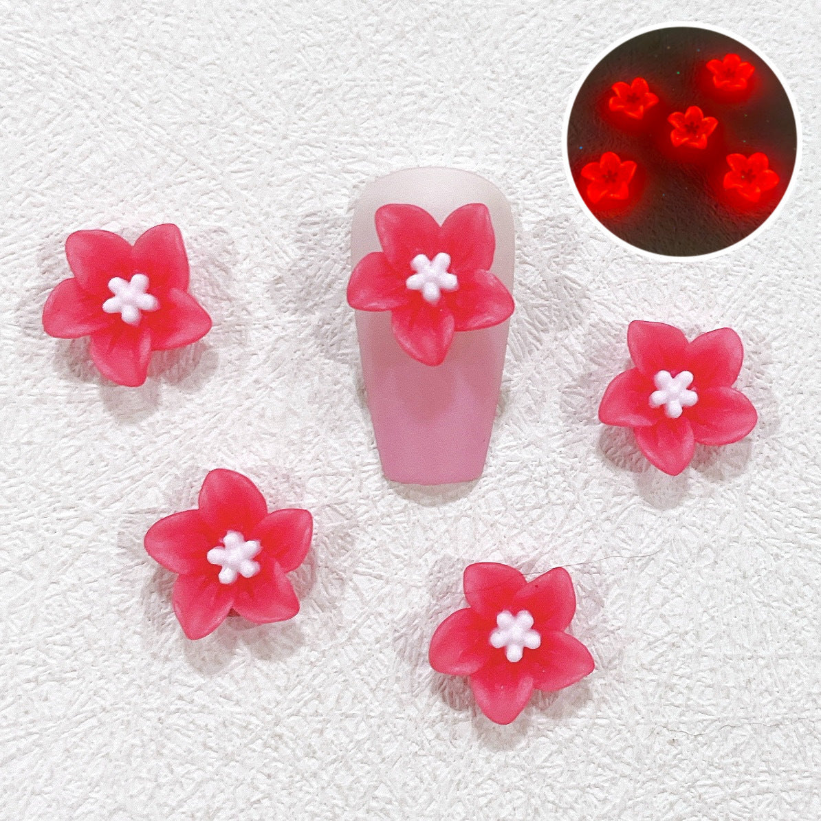 Ornement Pétunia Lumineux Résine Petite Fleur Couleur Soin des Ongles Nail Art