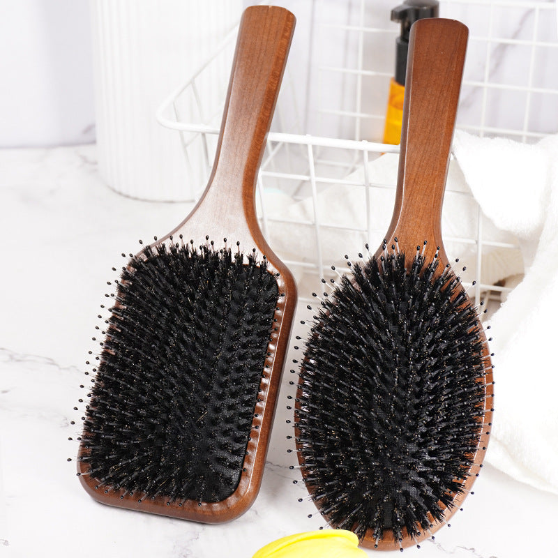 Wood Bristle Nylon Massage Cushion Straight Hair Brushes & Combs